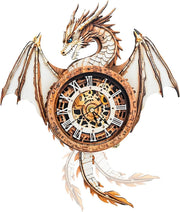 3D Dragon Wall Clock Puzzle Kit with Mechanical Pendulum & Vintage Design