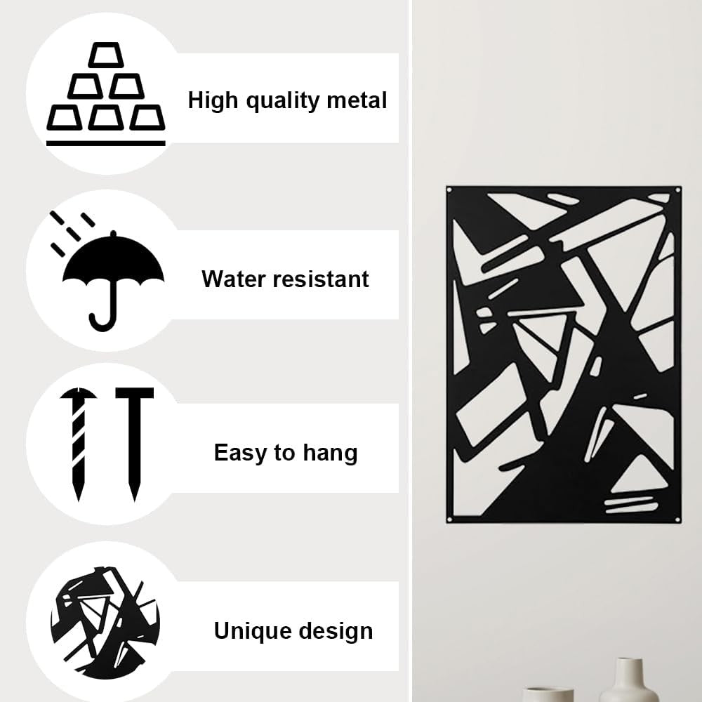 Abstract Black Metal Wall Art 4pc Modern Iron Panels