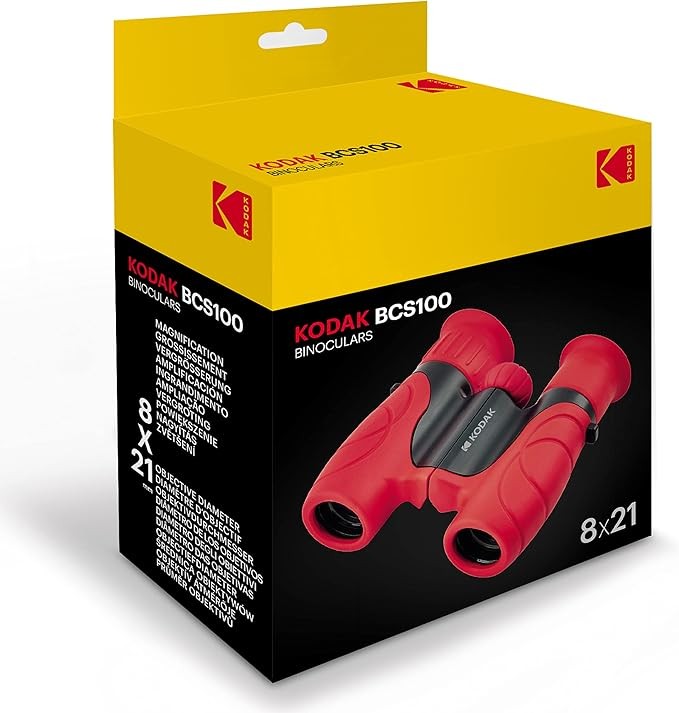 Kids 8x Compact Binoculars Soft Rubber Lightweight Outdoor Adventure Red