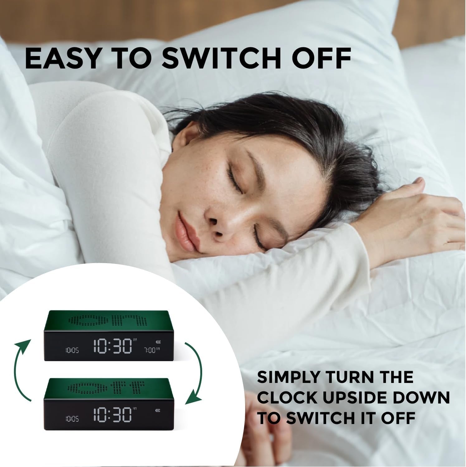Red Flip Digital Alarm Clock Rechargeable LCD Touch Snooze Compact
