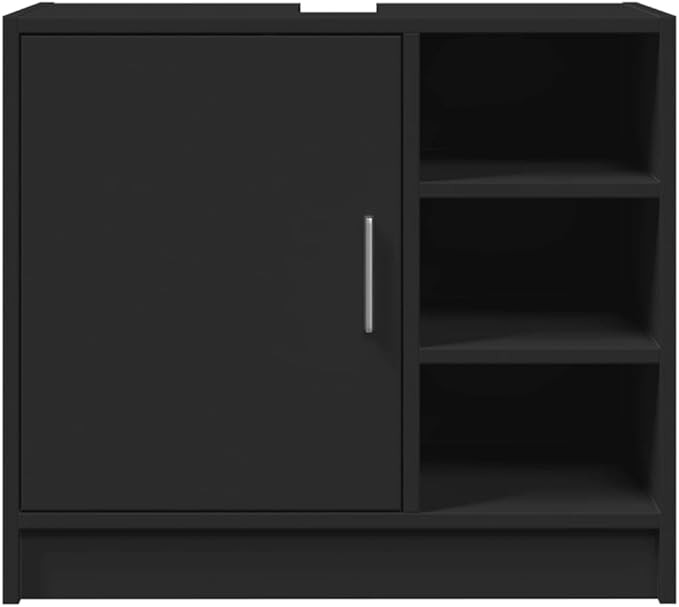 Black Bathroom Sink Cabinet 63x29x55cm Modern Under Basin Storage Unit Shelves