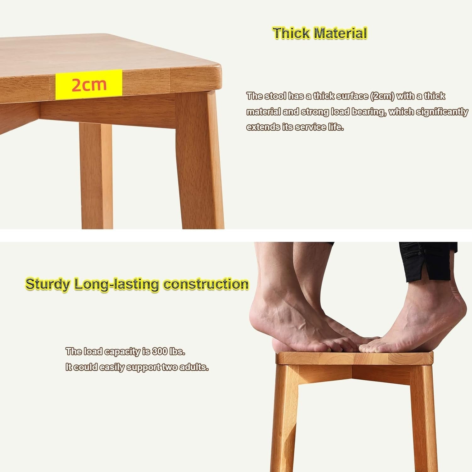 Natural Solid Wood Square Stool Modern Dressing Table Seat Small Chair