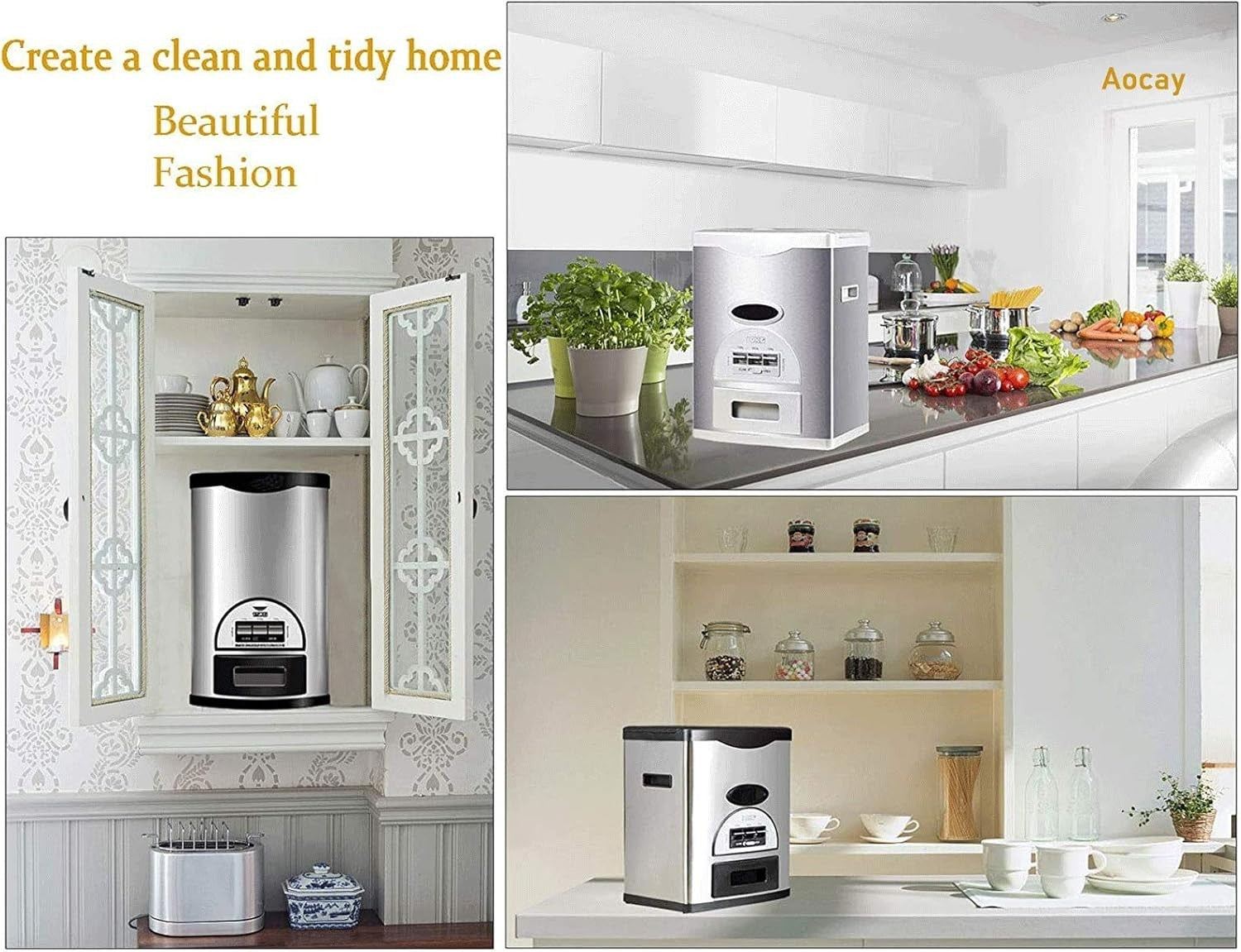 10KG Stainless Steel Rice Dispenser Airtight Grain Bin
