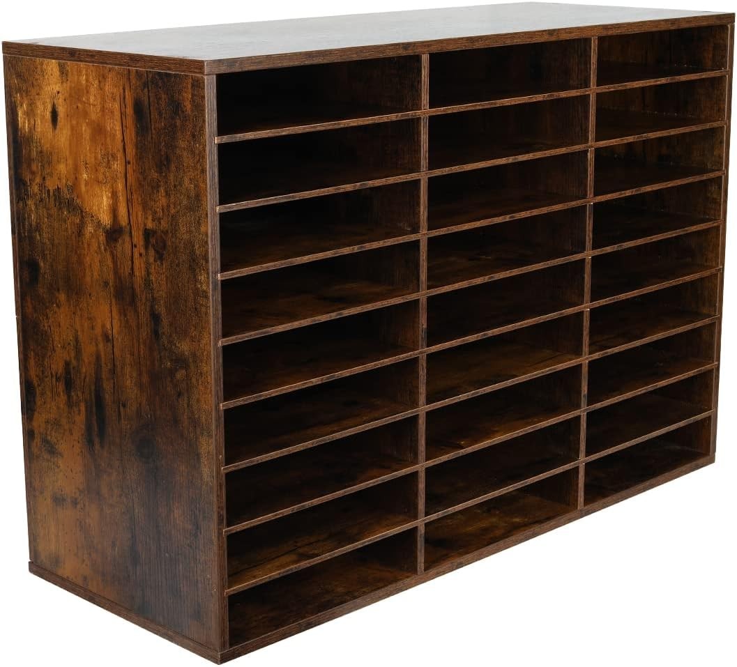 27 Compartment Wood Desk Organizer A4 File Tray Mail Sorter Office Storage