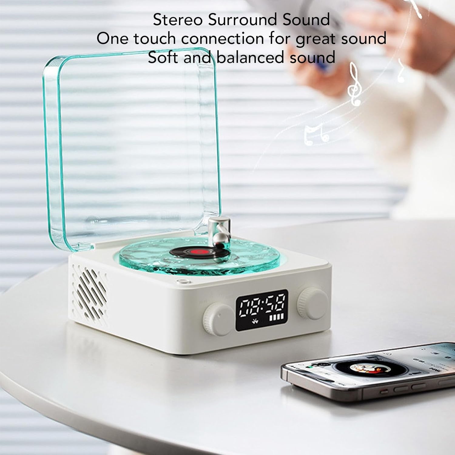 Portable Bluetooth Speaker Alarm Clock White Noise Night Light Retro Style