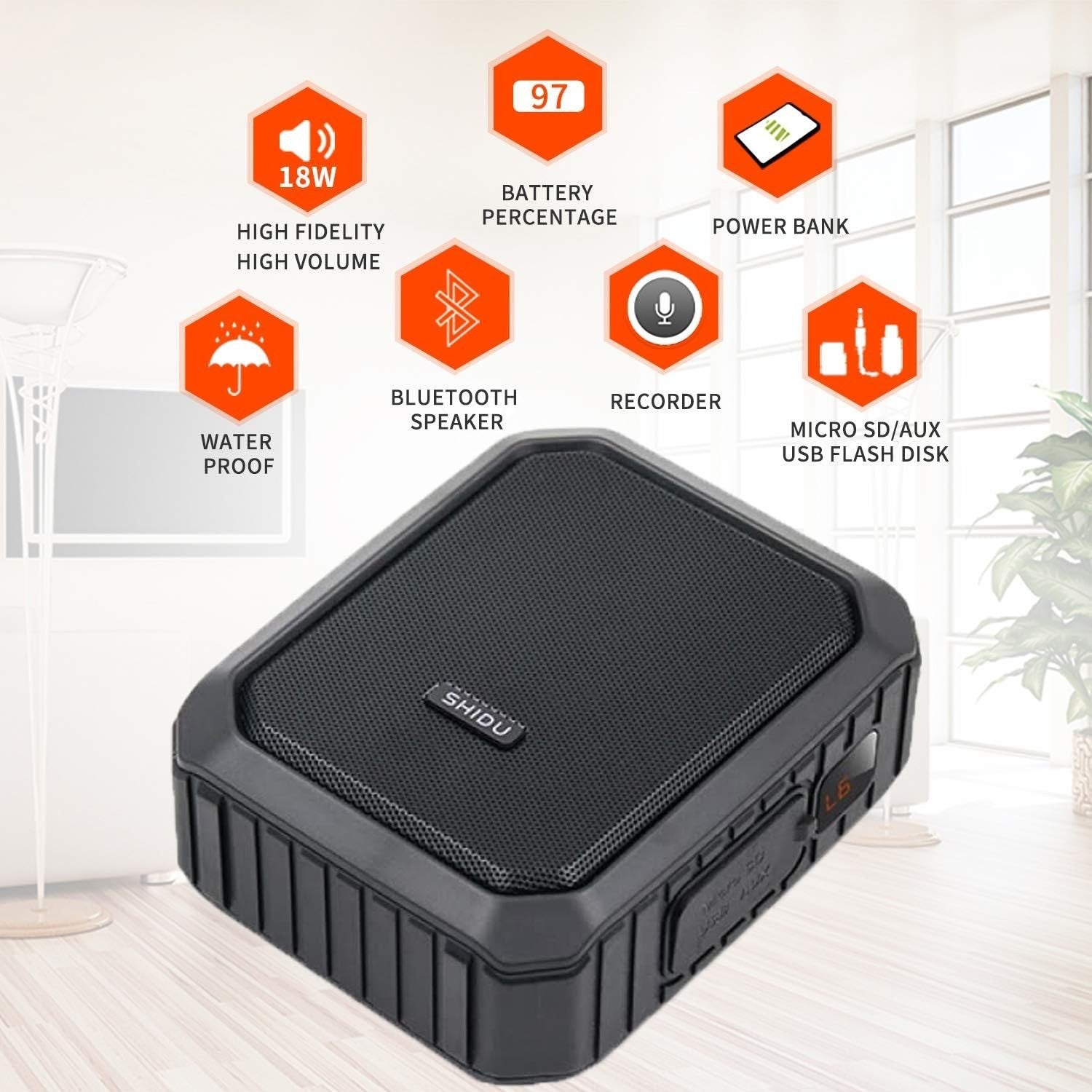 18W Portable Voice Amplifier Bluetooth Waterproof PA
