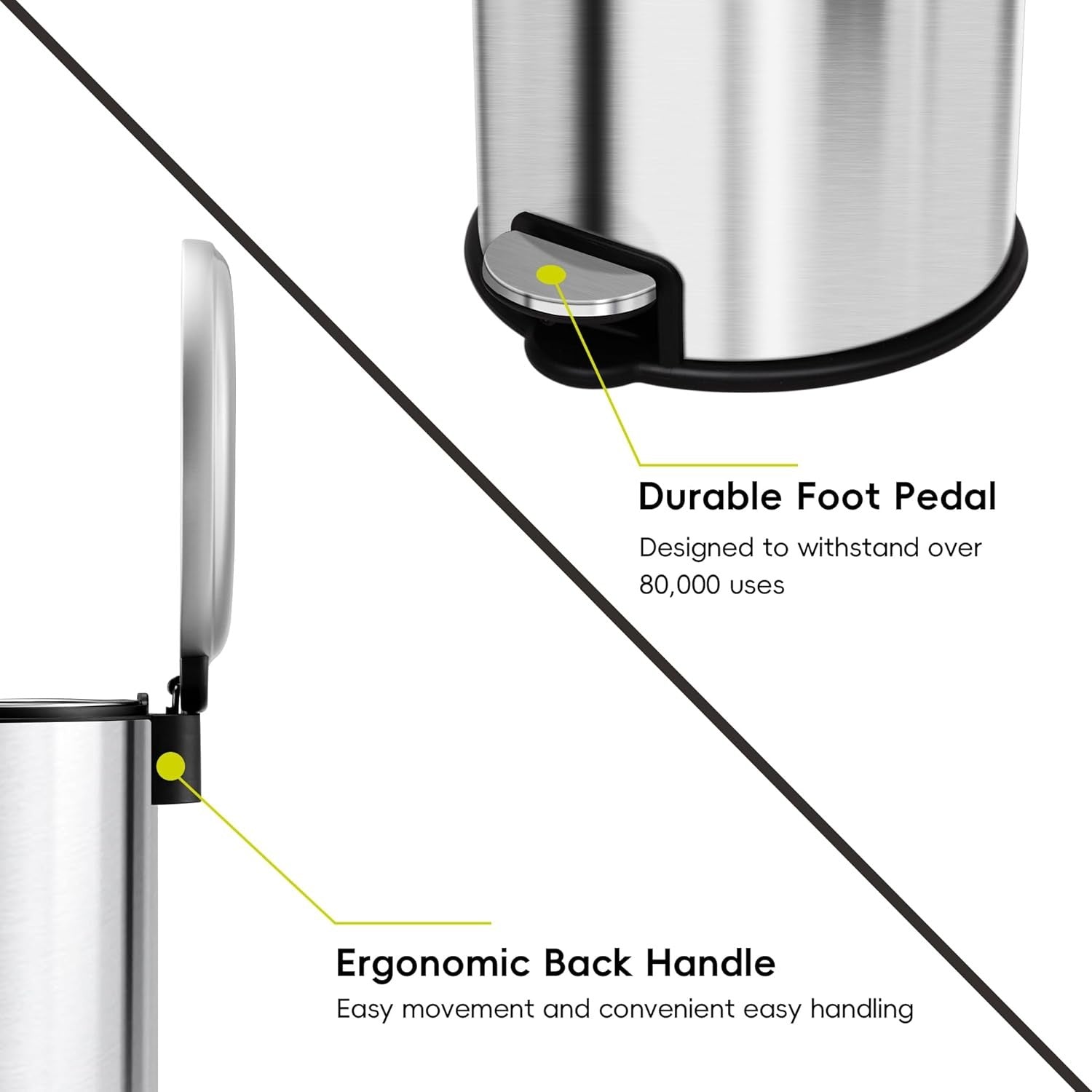 3L Stainless Steel Pedal Bin Small Bathroom Bedroom Trash Can