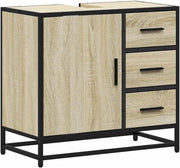 Sonoma Oak Bathroom Sink Cabinet Industrial Vanity Storage Unit 65x33x60cm