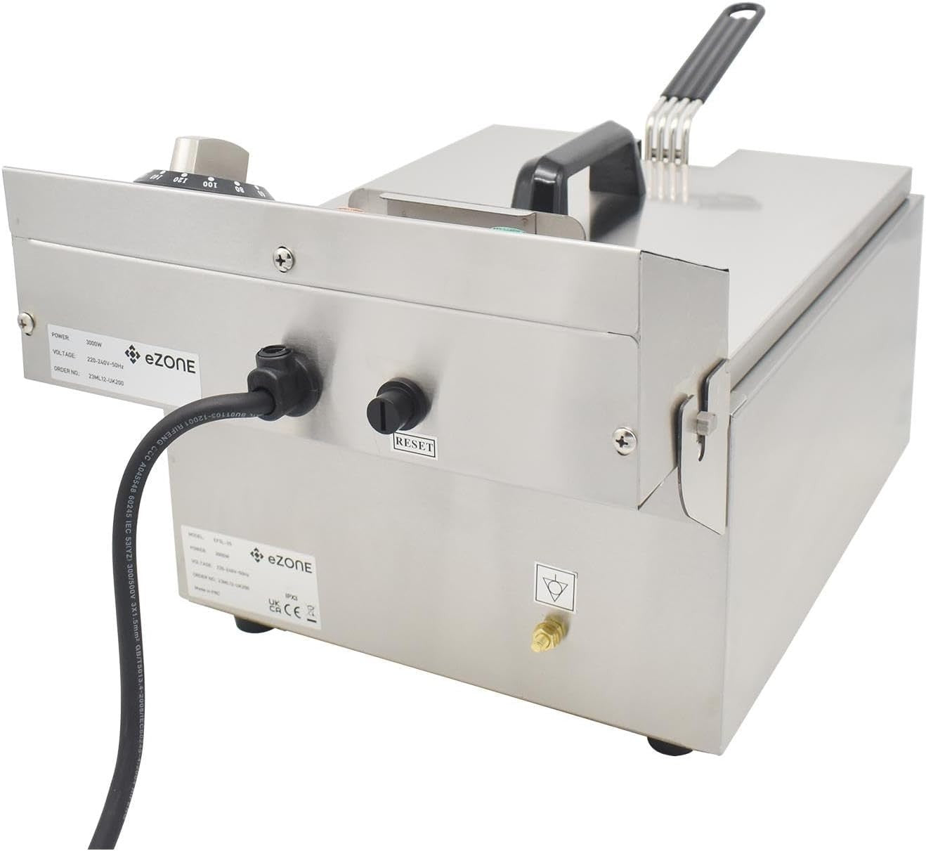Commercial Electric Deep Fryer 5L Single Tank 3000W Countertop