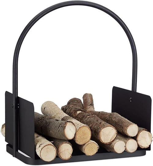 Heavy Duty Indoor/Outdoor Firewood Log Basket with Handle – Easy Assembly & Dura