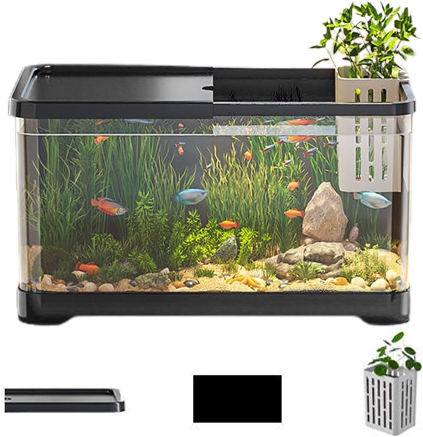 Small Fish Tank Starter Kit | Decorative Saltwater & Freshwater Aquarium