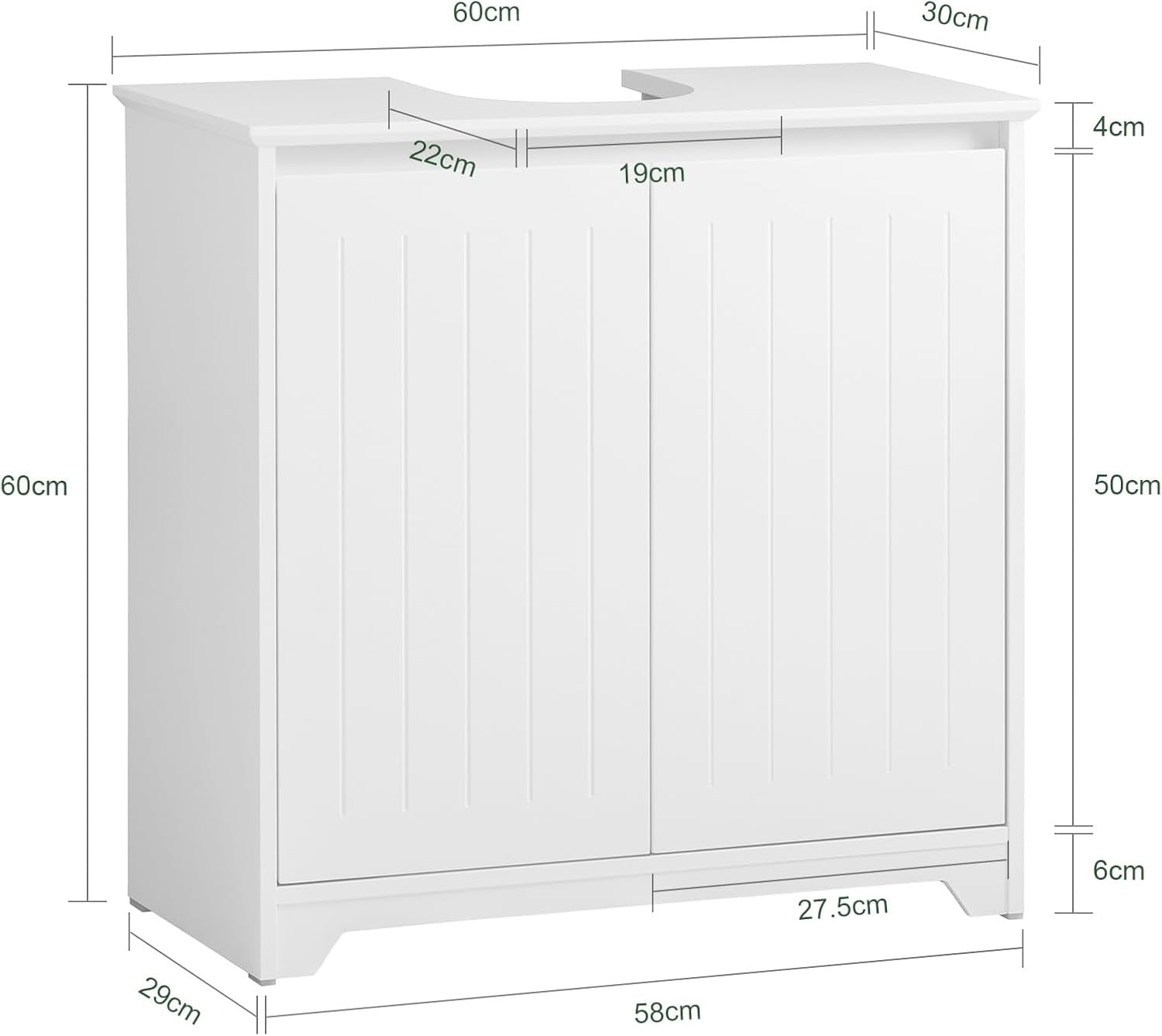 White Under Sink Bathroom Cabinet 2 Door Vanity Storage Unit for Pedestal Sinks