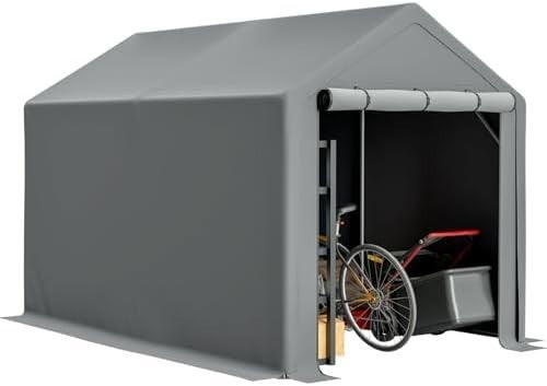 Outdoor Garden Storage Tent 6x10FT Waterproof Steel Frame Grey