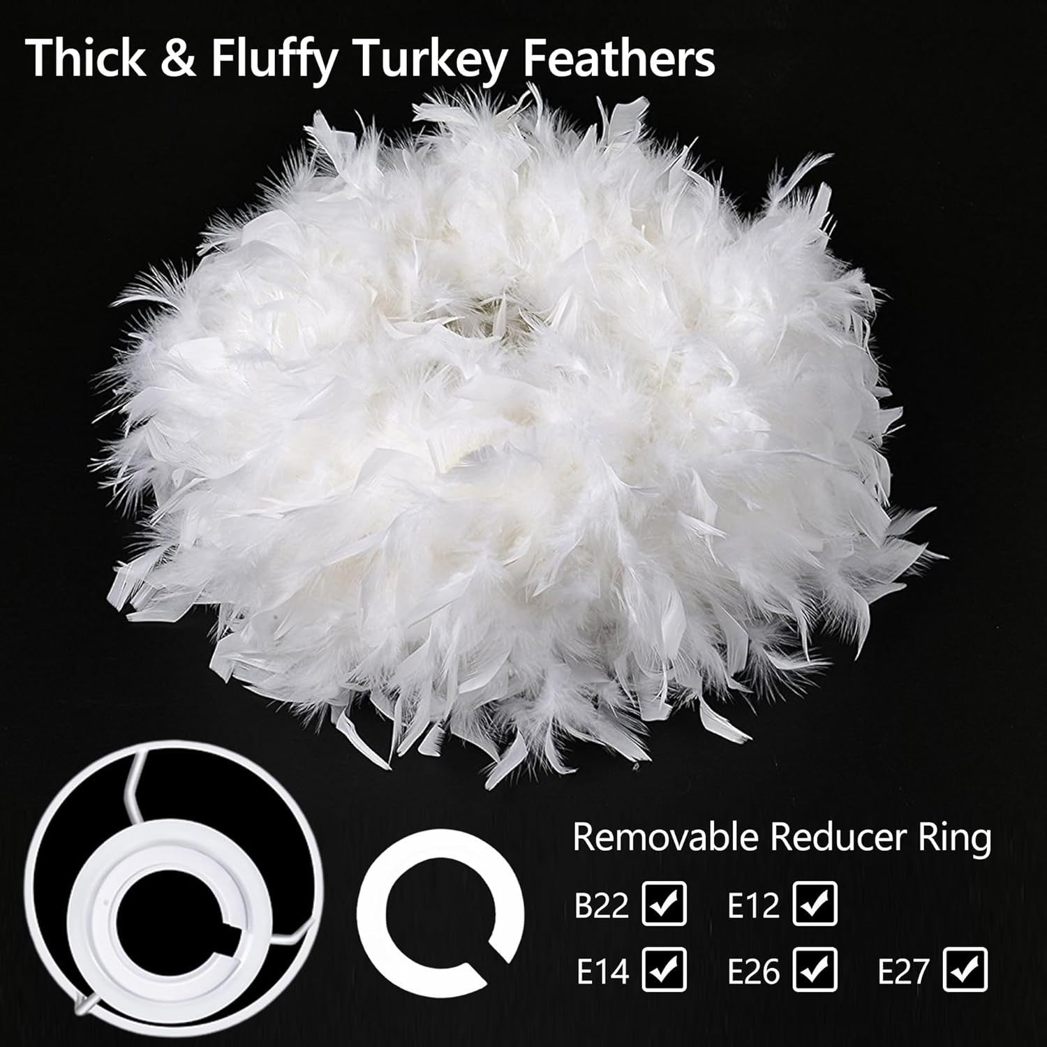 50cm White Feather Lampshade Ceiling Pendant Floor Table Light Shade