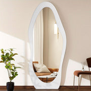 Wavy Full Length Wall Mirror 150x60cm White Wood Frame for Bedroom Hall