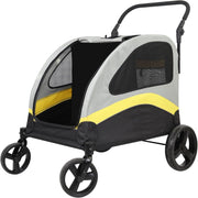 Heavy Duty Dog Stroller 2-in-1 Pet Buggy Foldable 42kg Silver Grey