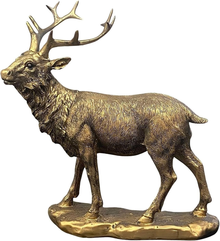 Bronzed Stag Deer Figurine Ornament Resin Home Decor Centrepiece 20×18×8cm