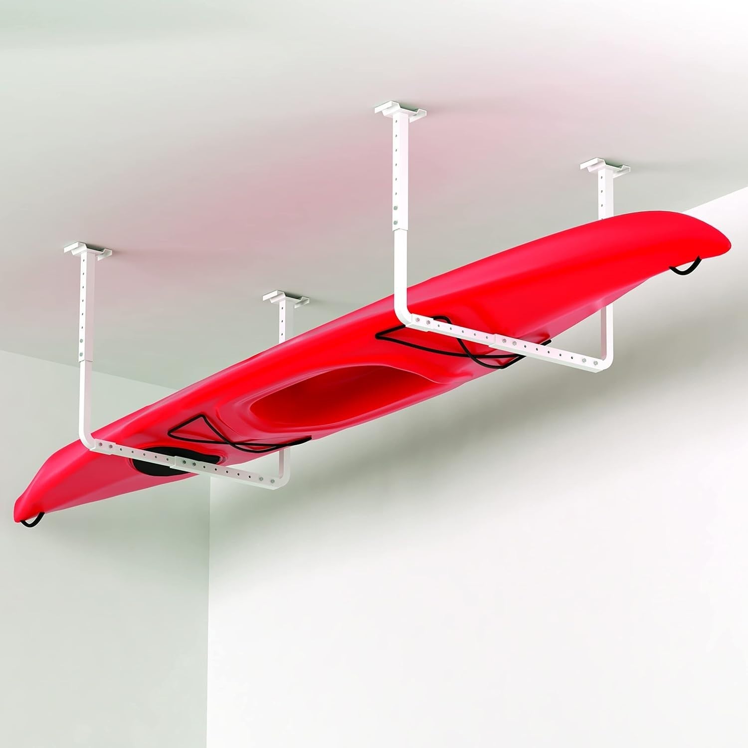 Adjustable Garage Ceiling Rack White 43.2D x 61W x 14H cm