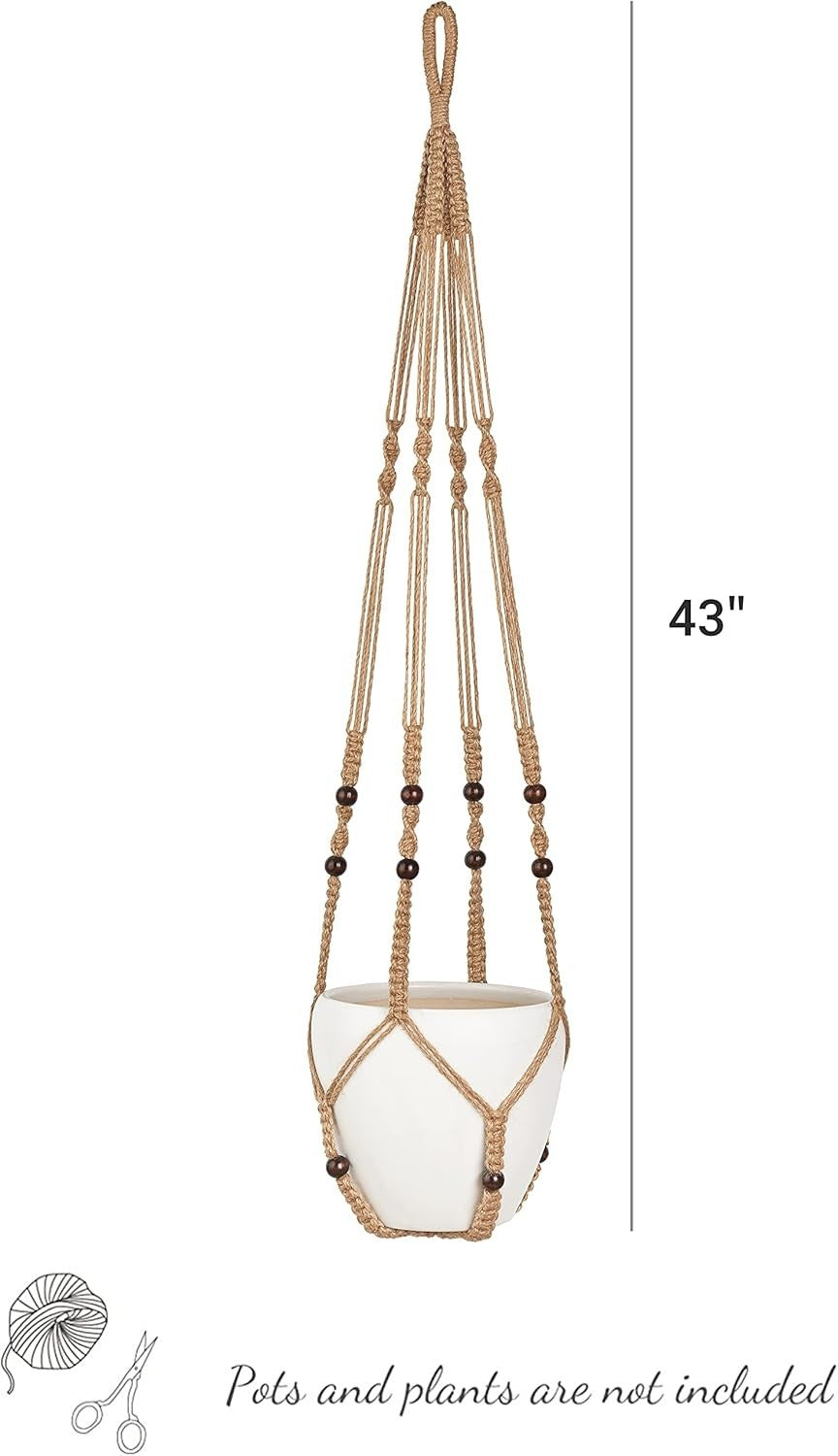 43" Macrame Plant Hanger Boho brown Indoor Outdoor Pot Holder