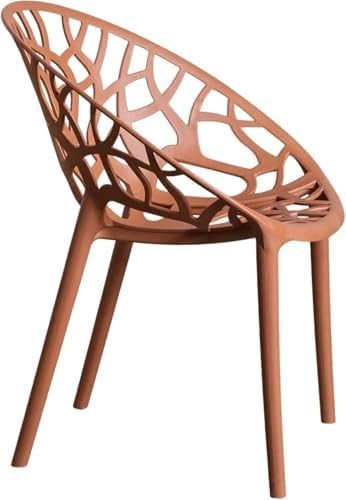 Set of 6 Stackable Patio & Dining Chairs Plastic Indoor Outdoor Terracotta