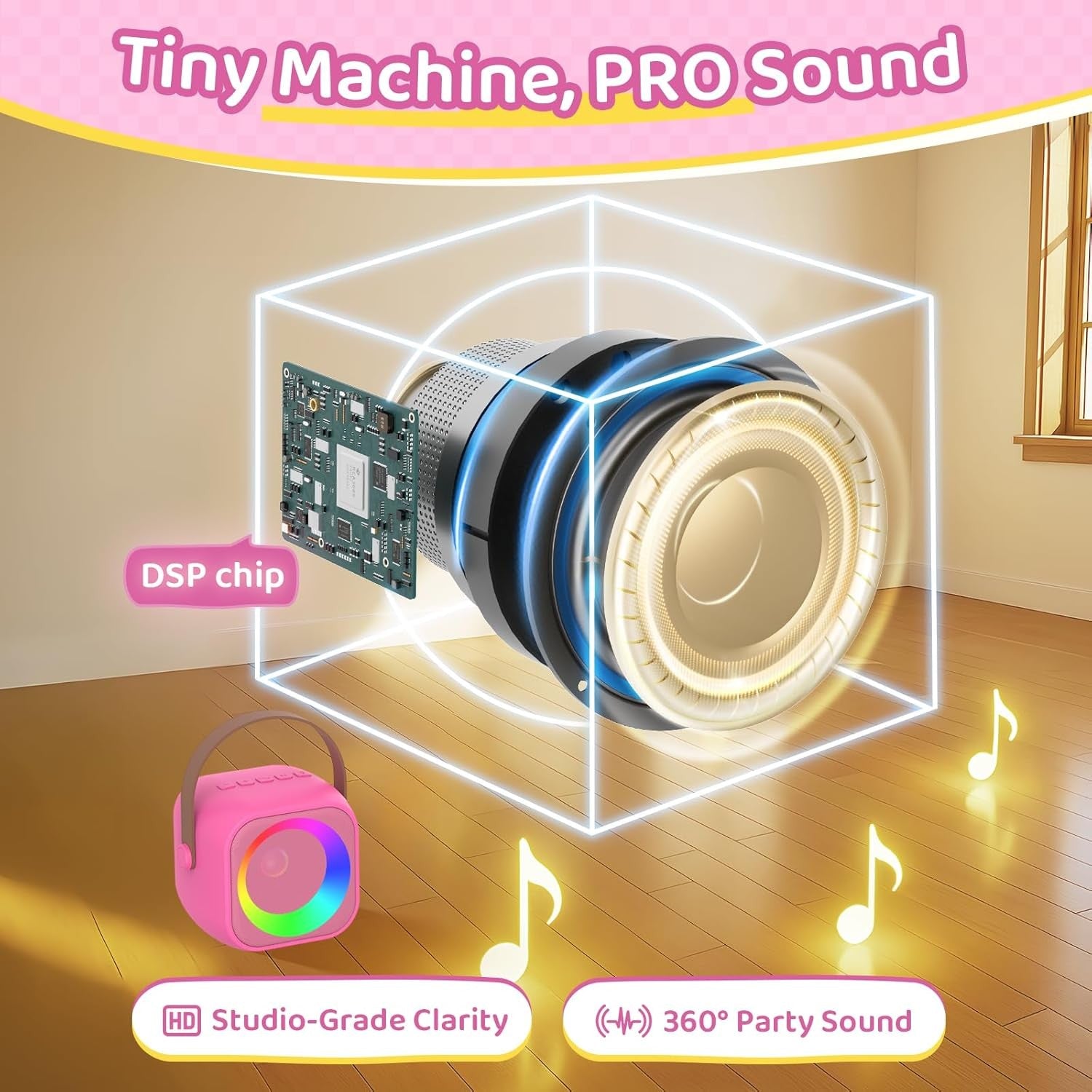 Girls Karaoke Speaker Set 2 Mics LED Party Music Player Gift