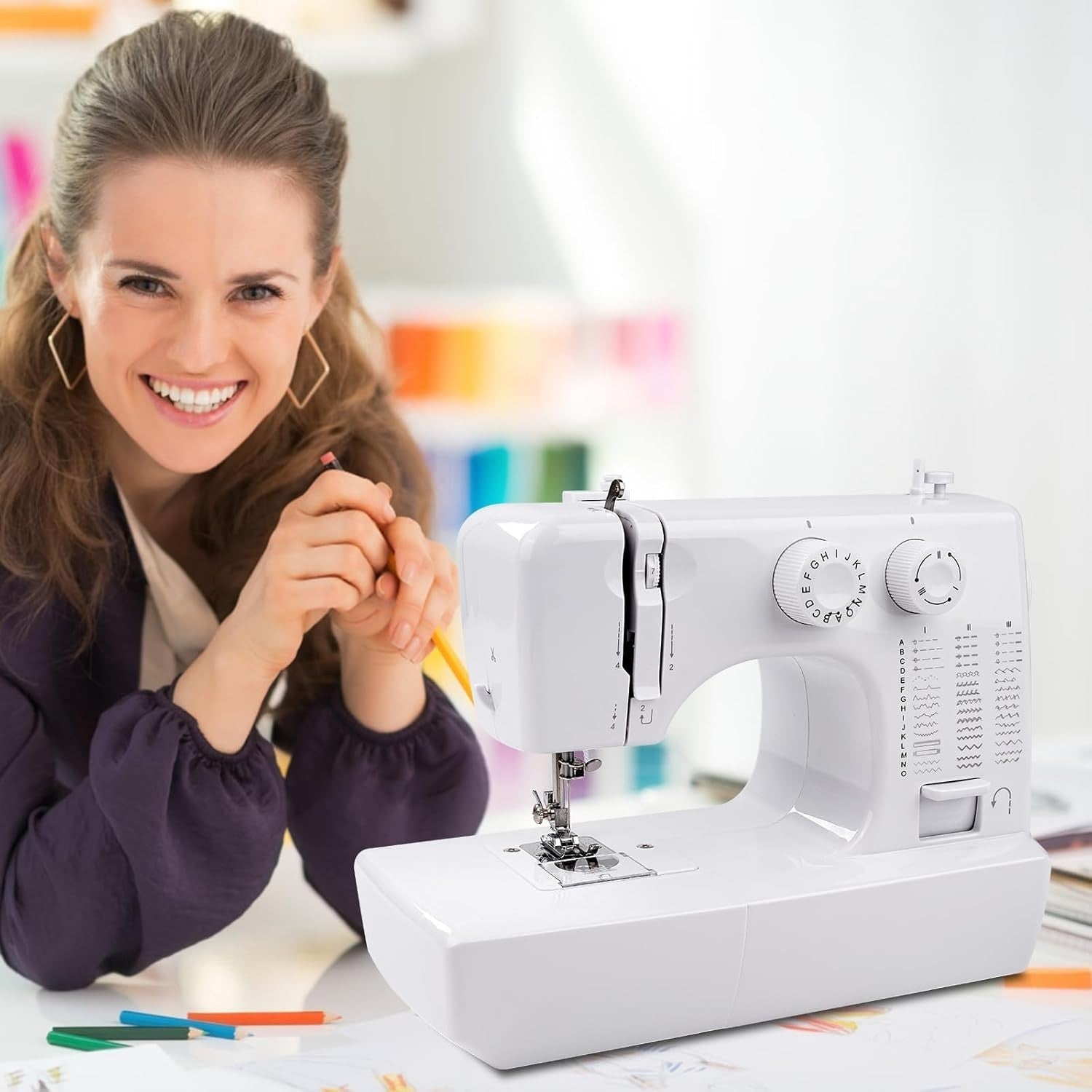 45 Stitch Mini Sewing Machine Electric Free Arm Pedal 42pc Sewing Kit
