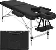 Portable 2 Section Massage Table Foldable Spa Beauty Bed 60cm Adjustable Black