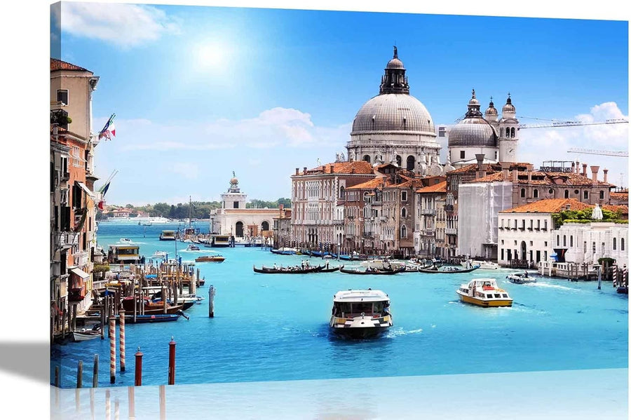 Venice Cityscape Canvas Wall Art 76x50cm Framed Modern Living Room Decor