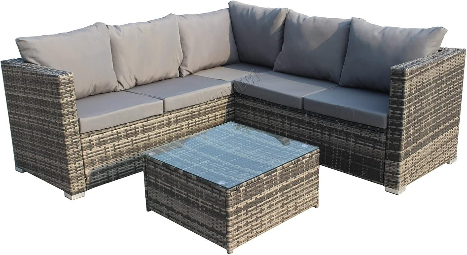 5 Seater Rattan Corner Sofa Set Outdoor Garden L Shape Patio Furniture Grey