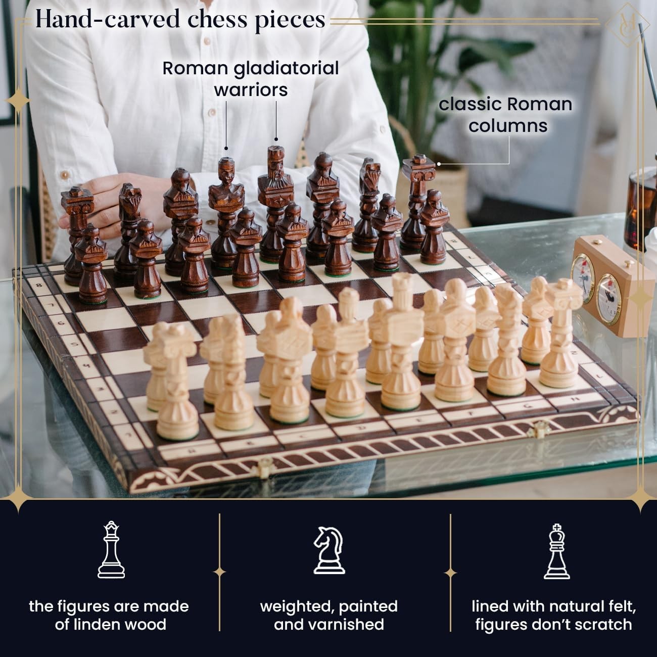 60cm Large Hand-Carved Wooden Chess Set | Premium Foldable Board & Pieces