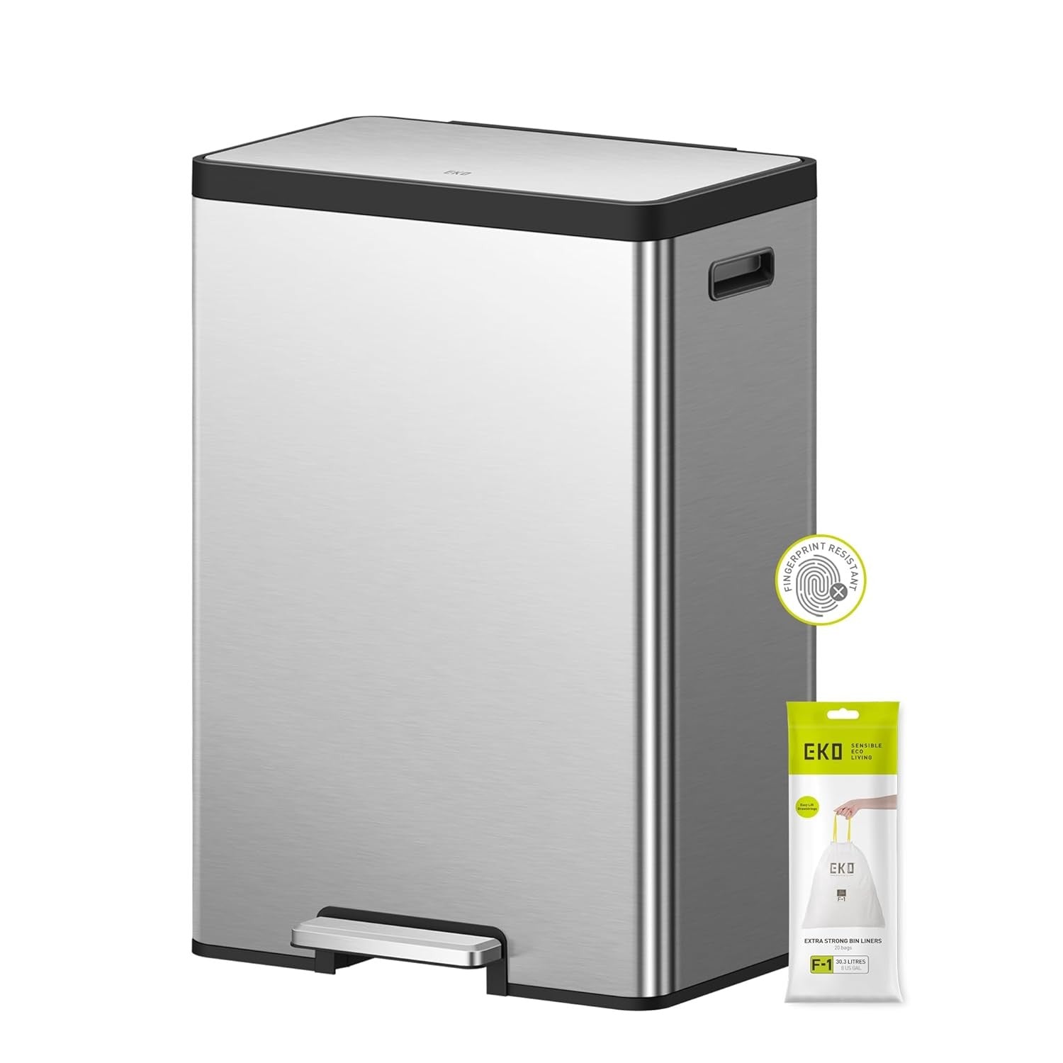 60L Dual Recycling Bin 30L+30L Matt Black Soft Close