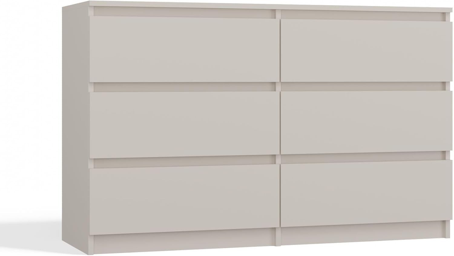 Modern 6 Drawer Chest Bedroom Storage Unit 120cm Wide Slim Deep Drawers