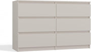Modern 6 Drawer Chest Bedroom Storage Unit 120cm Wide Slim Deep Drawers