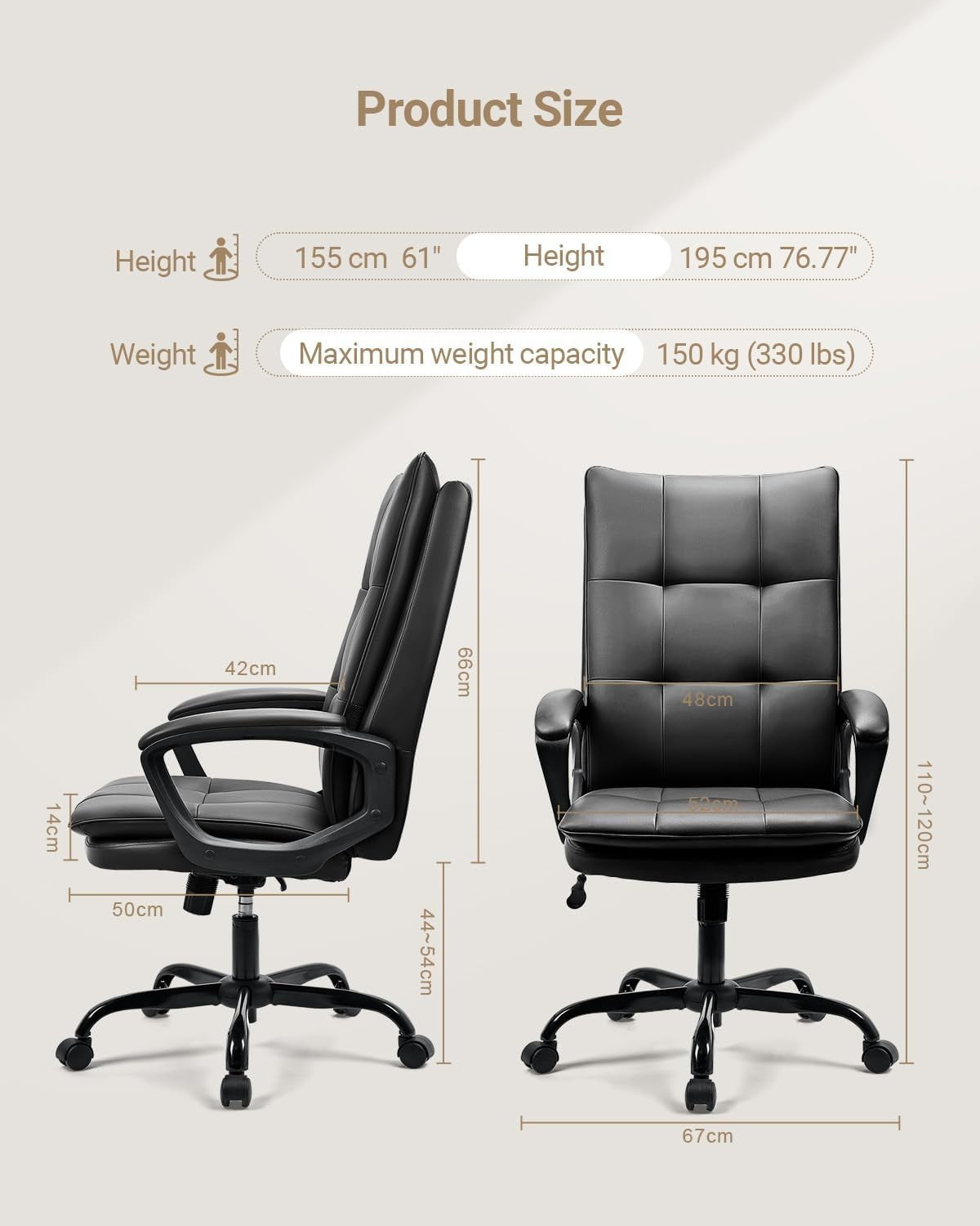 Executive Ergonomic Office Chair PU Leather Recliner Swivel Gaming Desk Seat