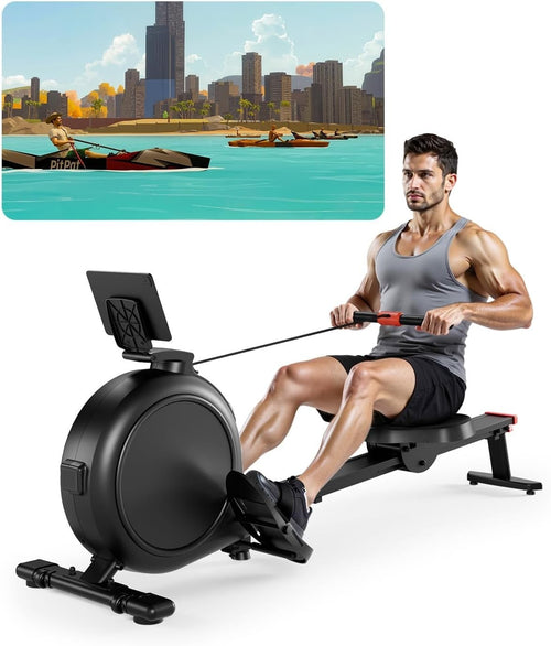32-Level Magnetic Rowing Machine Quiet Belt Drive Rower LCD App Home Gym 136KG
