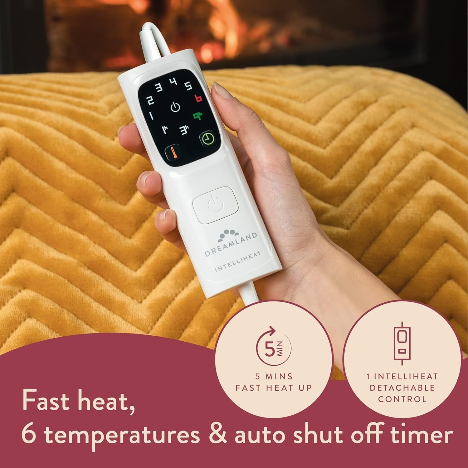 Electric Heated Throw Blanket Velvet Quilted Fast Heat Timer 160x120cm