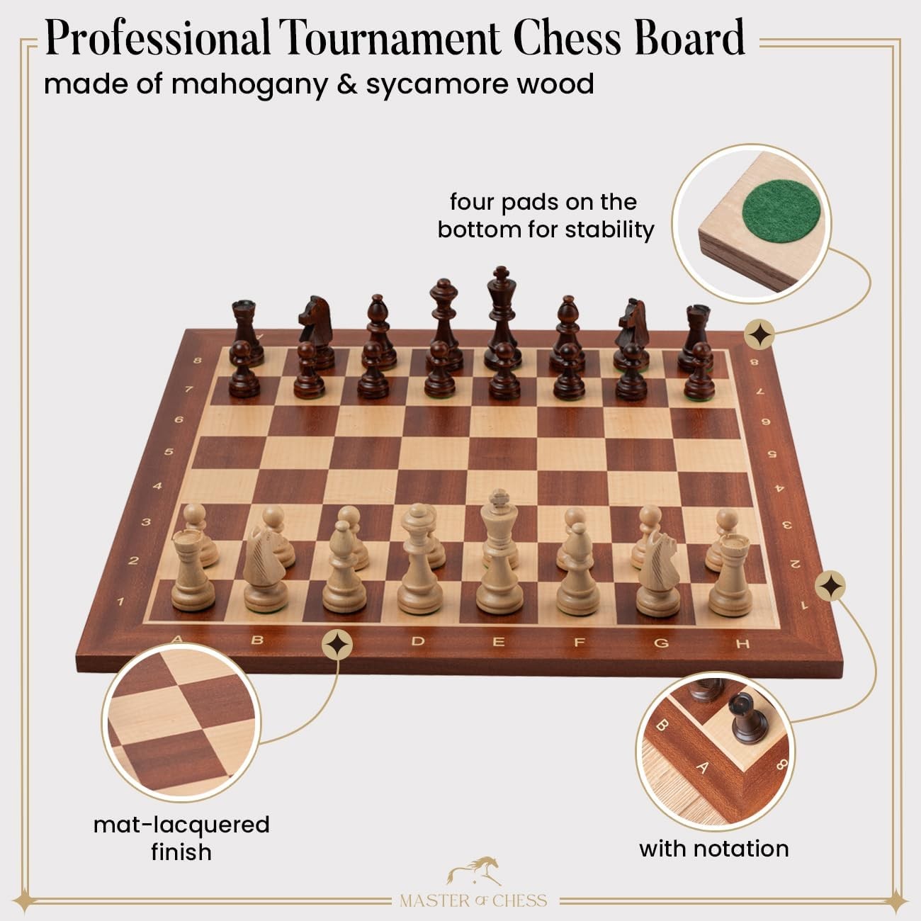 Luxury 54cm Tournament Wooden Chess Set | Weighted Staunton Pieces | Premium Gif