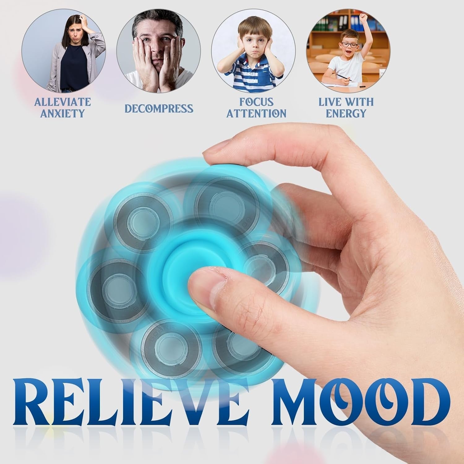18 Pack Fidget Spinner Toys Bulk Sensory Stress Relief ADHD 6 Colors