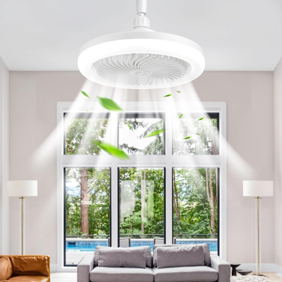 30W LED Ceiling Fan Light, 3 Speeds, Remote, Dimmable & Timer, White