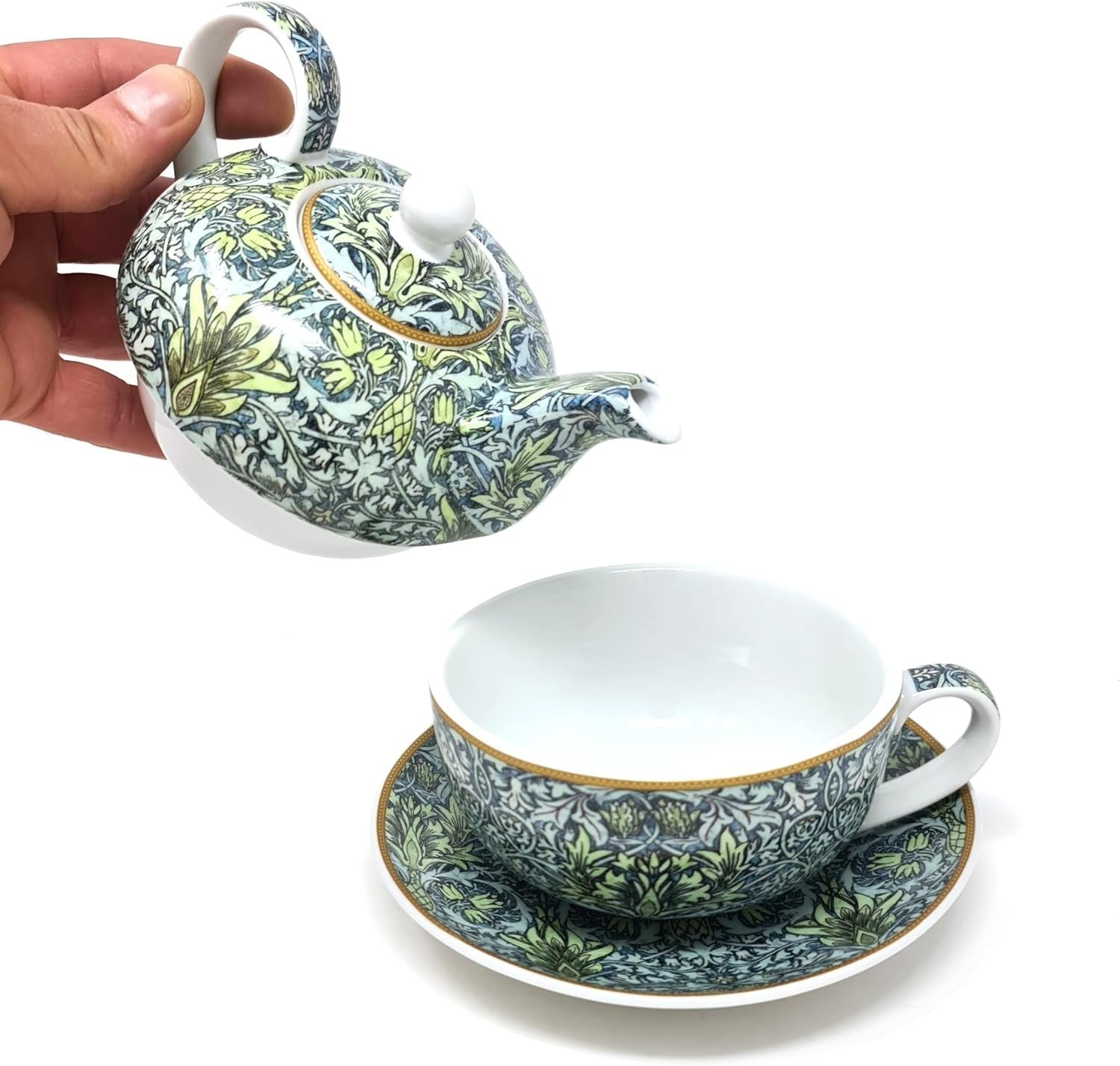 Tea for One Teapot Cup Saucer Set Snakehead Fine China Gift Box