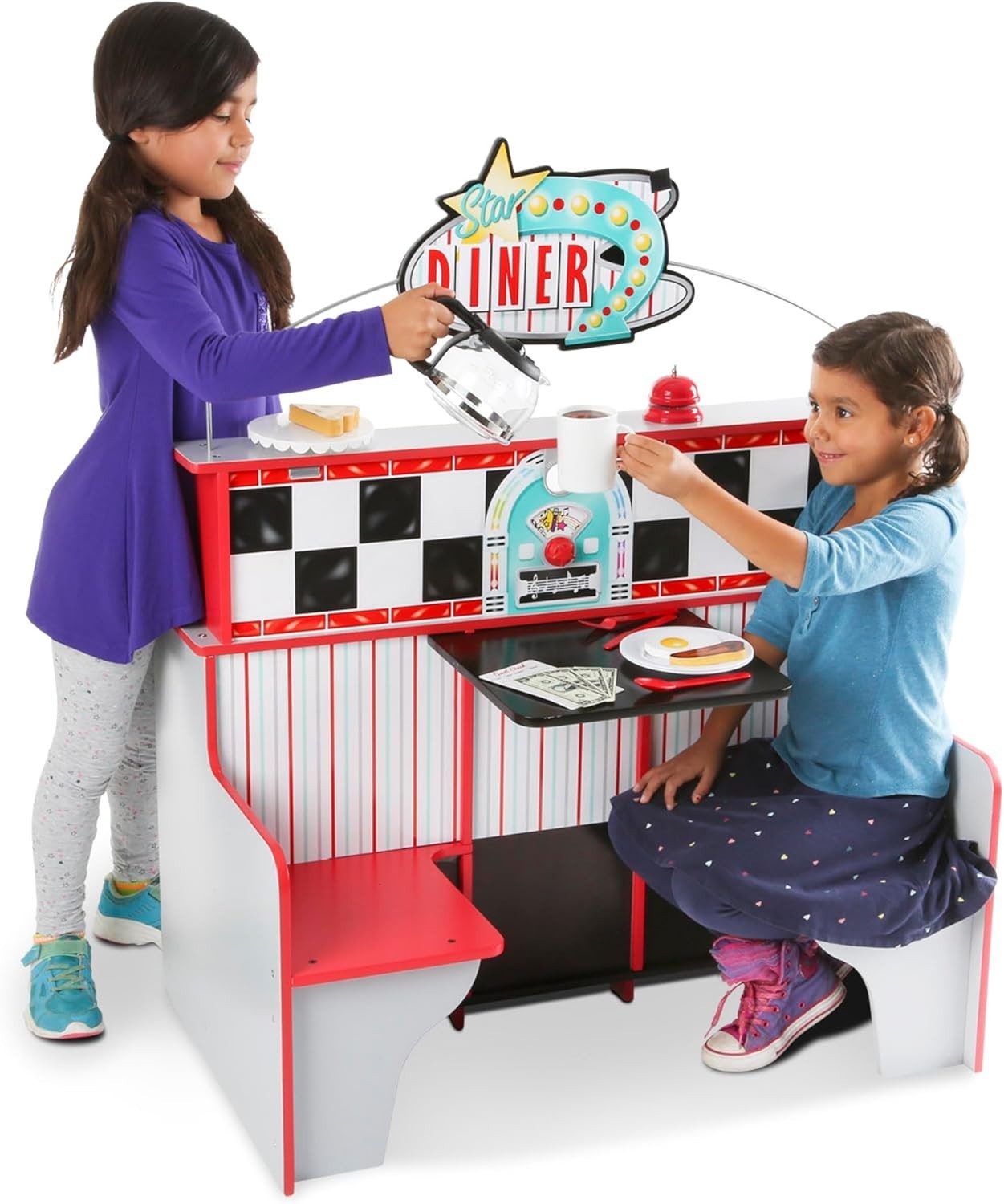 Wooden Kids Diner Restaurant Playset Café Kitchen Role Play Toy