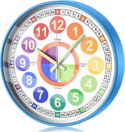 Kids Rainbow Learning Wall Clock 12" Silent Colourful Teaching Time Clock Bedroo