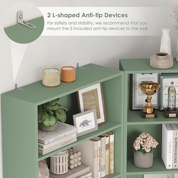 Tall 6-Tier Bookshelf Green Freestanding Storage Unit Open Display Shelf 60x23.5