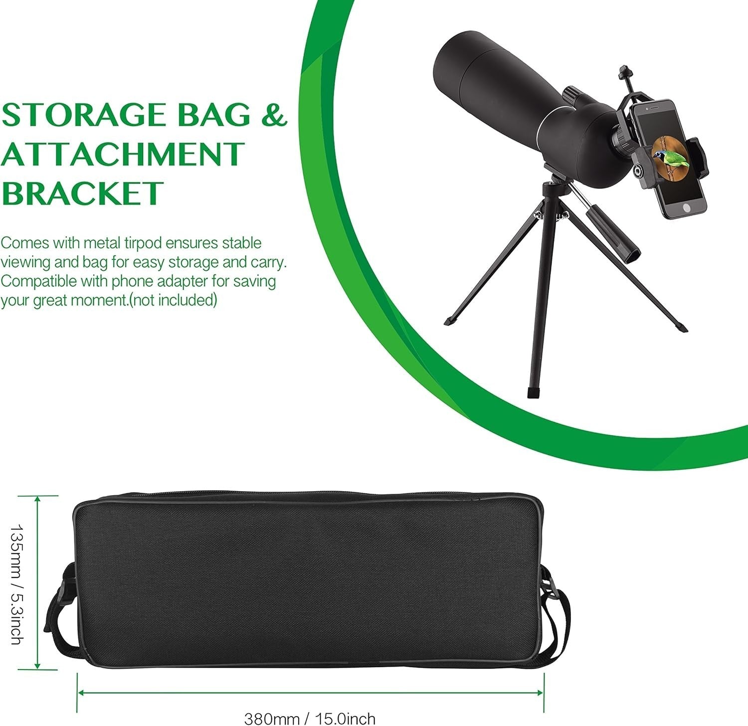 25-75X70 Spotting Scope with Tripod & Case for Birdwatching & Shooting