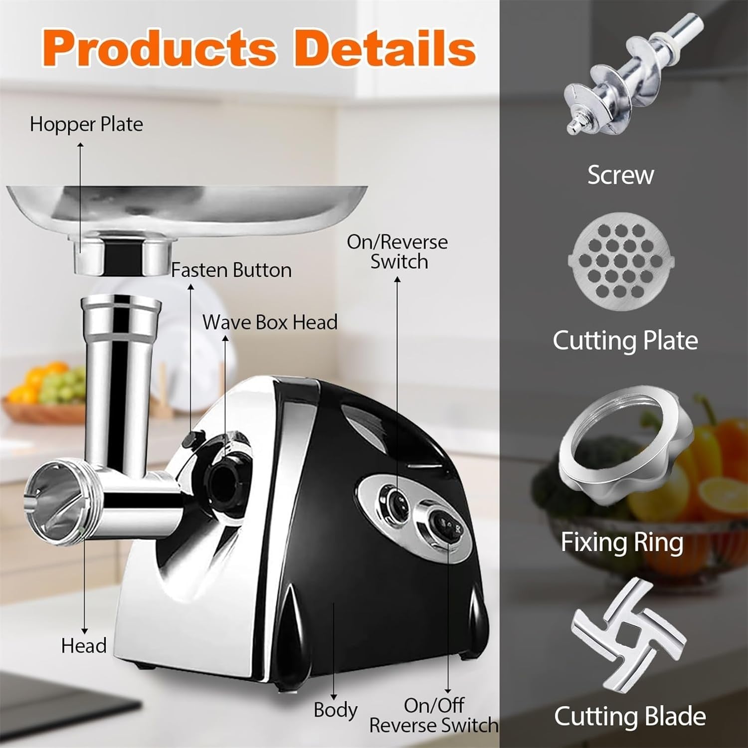 2800W Electric Meat Grinder Sausage Maker Mincer 3 Steel Plates