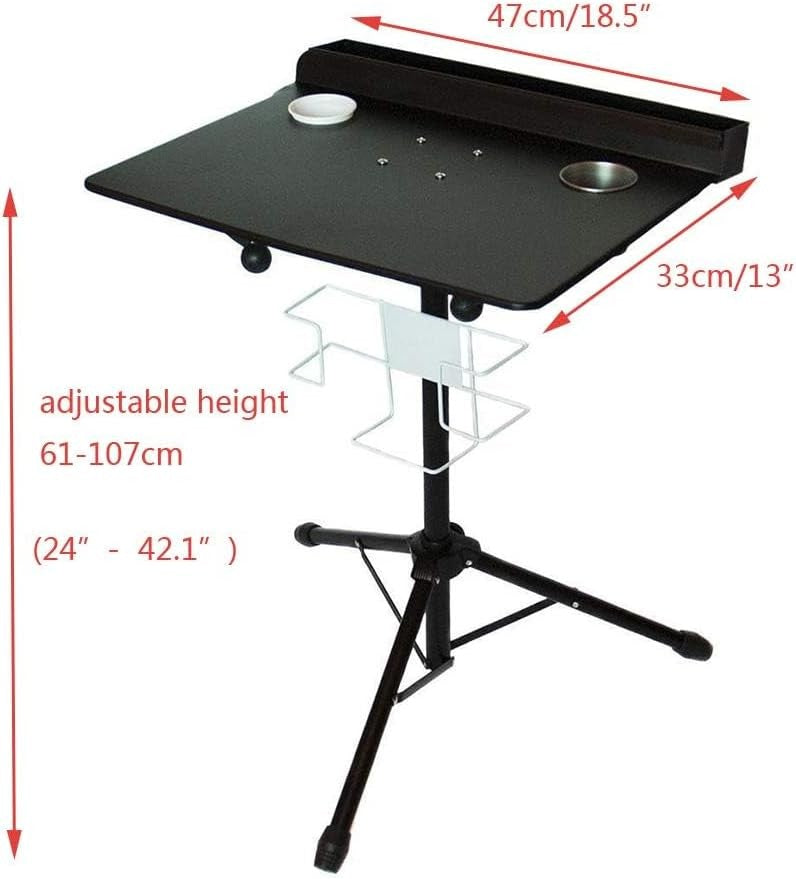 Tattoo Workstation Table Portable Adjustable Height Tripod Desk Tool Tray