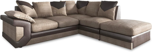 5-Seater Right Hand L-Shape Corner Sofa Fire Resistant Fabric & Leather
