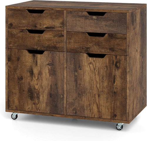 Rustic Brown Mobile File Cabinet 73x40x64cm 4 Drawer Printer Stand