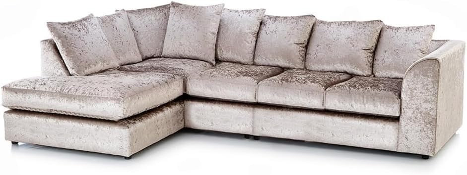 L Shape Mink Velvet Corner Sofa 5 Seater | Left Hand | Modular & Comfy