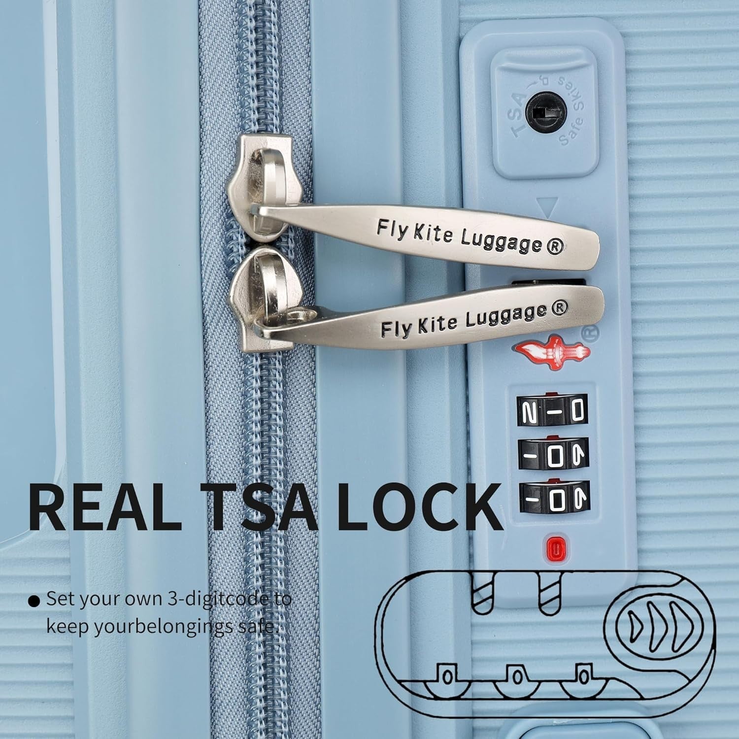 20in Cabin Suitcase Polypropylene Hard Shell TSA Lock Front Pocket